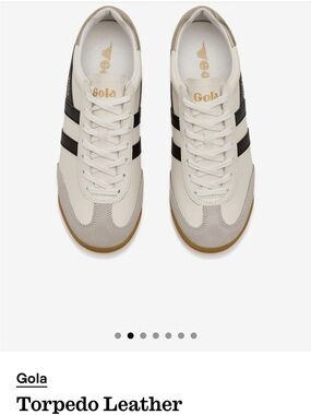 Gola Torpedo Leather Women’s Sneakers - Cream with Black Stripes